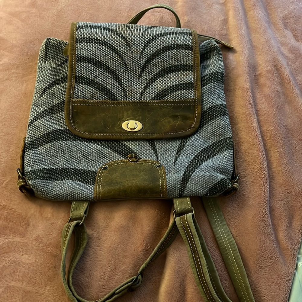 Canvas and leather detailed backpack